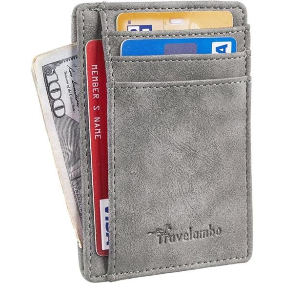 Mens Front Pocket Minimalist Leather Slim Wallet RFID Blocking Medium Size - Picture 1 of 4